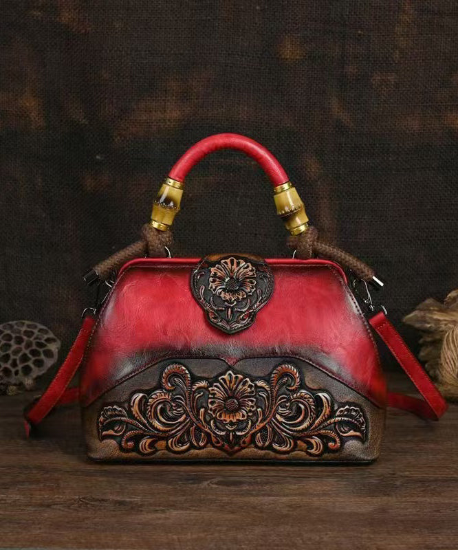 Sac à main cuir rouge vintage en cuir de vachette - EasyApparels