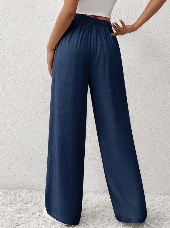 HauteZen™ – Pantalon Femme Taille Haute Large & Fluide, Confort Chic Été