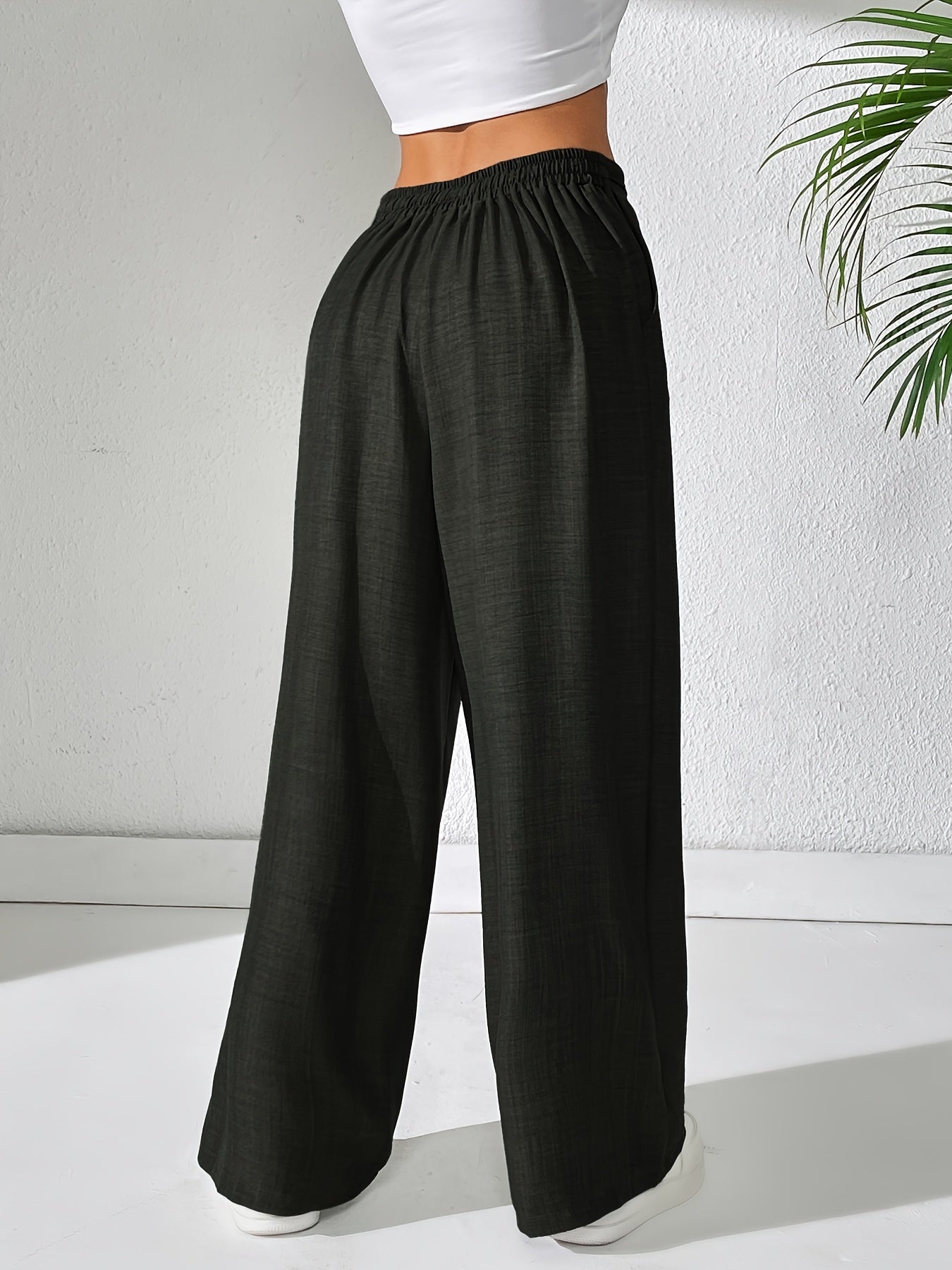 HauteZen™ – Pantalon Femme Taille Haute Large & Fluide, Confort Chic Été