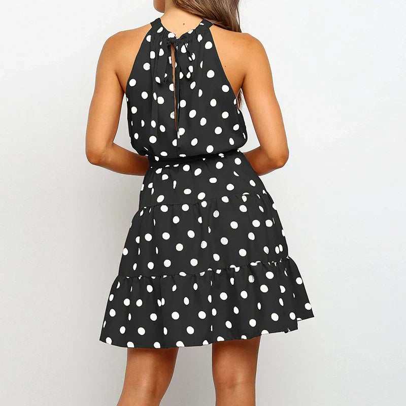 Layla™ – Robe d'Été Femme Chic à Pois avec Jupe Volante Ajustable-4