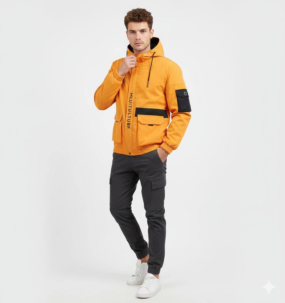 Veste Imperméable Homme Hivernale Légère avec Capuche