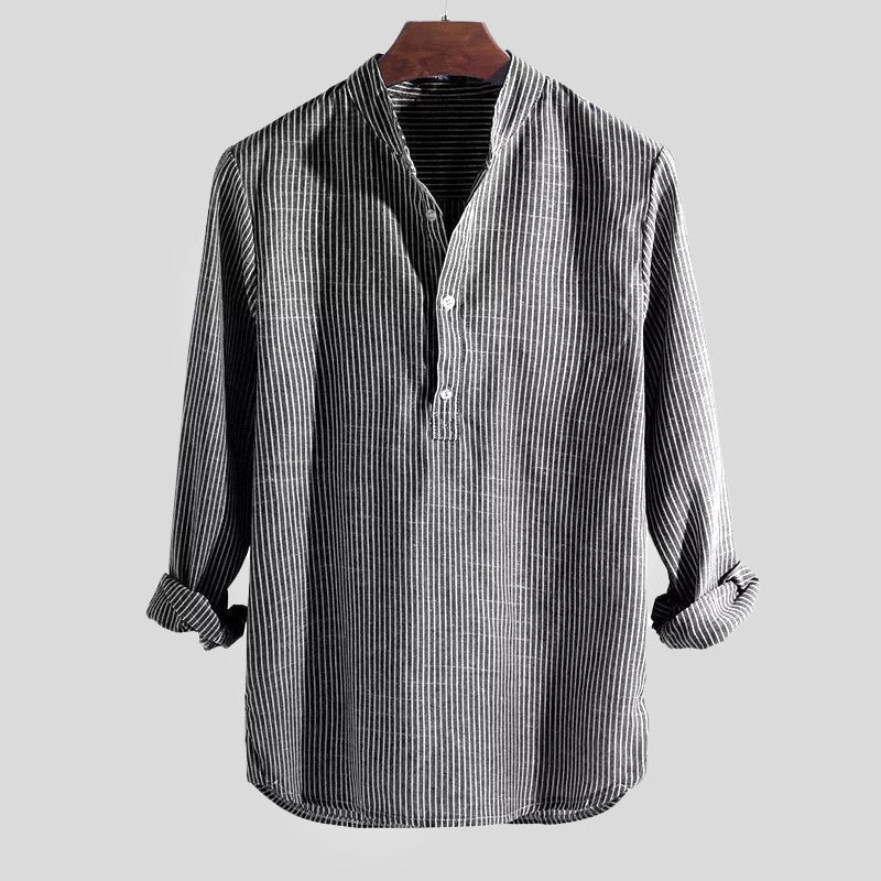 Chemise Décontractée Rayures avec Col Montant