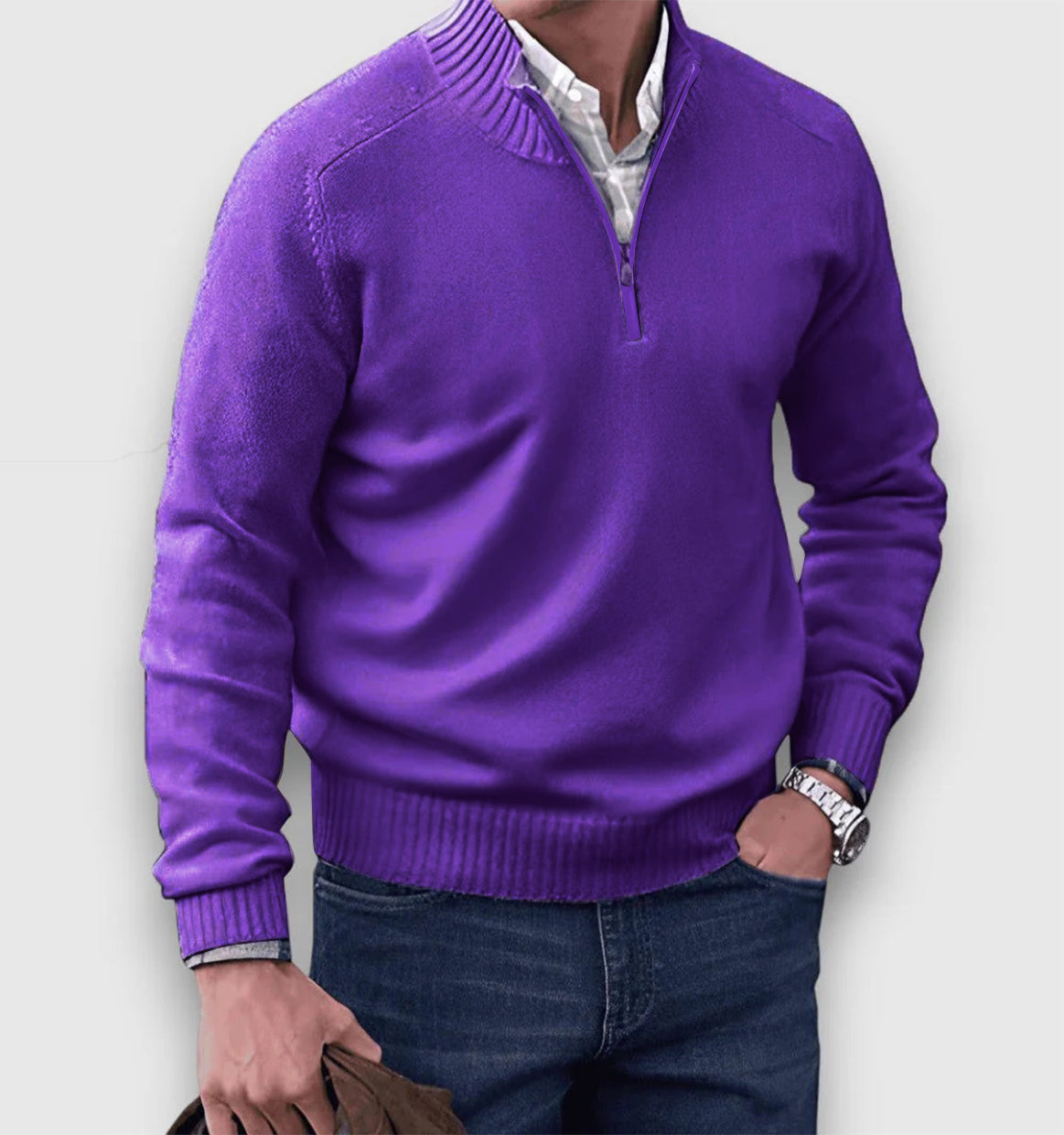 Pull Homme Classique Zippé pour Tous Les Jours