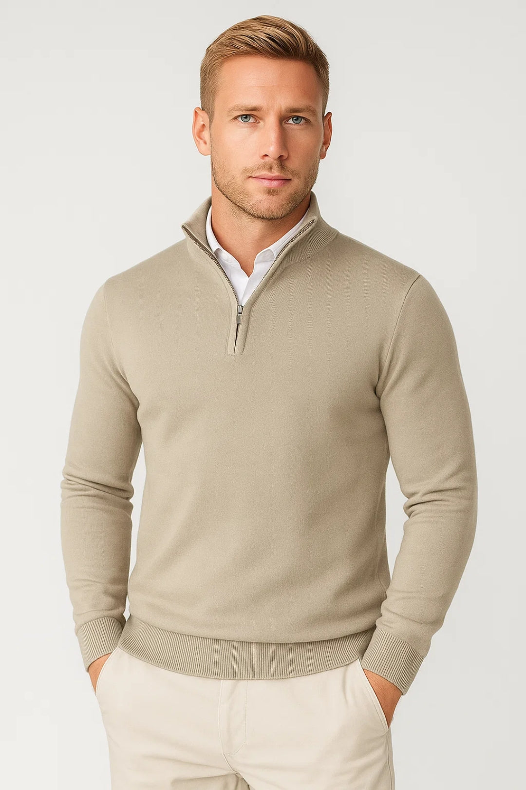 Pull homme col montant fermeture zip