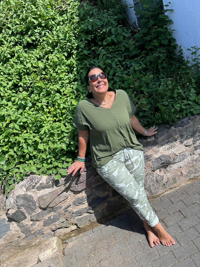 Pantalon Lin Décontracté Imprimé Fleuri - PanierRoyale