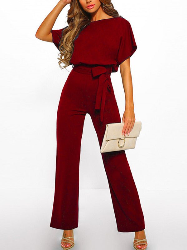 Robe Longue Élégante à Manches Courtes avec Ceinture Tailleur