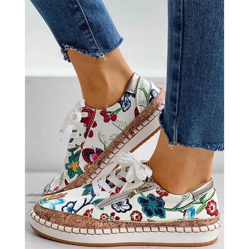 Iraida™ – Sneakers Femmes Orthopédiques Confortables avec Imprimé Floral