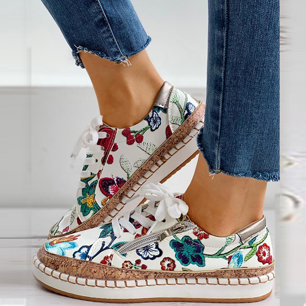 Iraida™ – Sneakers Femmes Orthopédiques Confortables avec Imprimé Floral