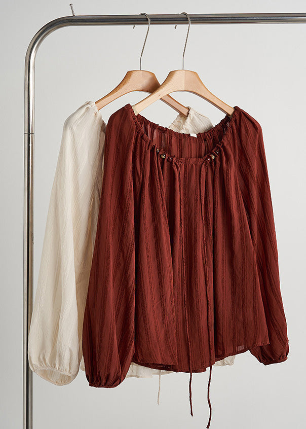 Chemises rouges décontractées en coton pour femme automne - EasyApparels