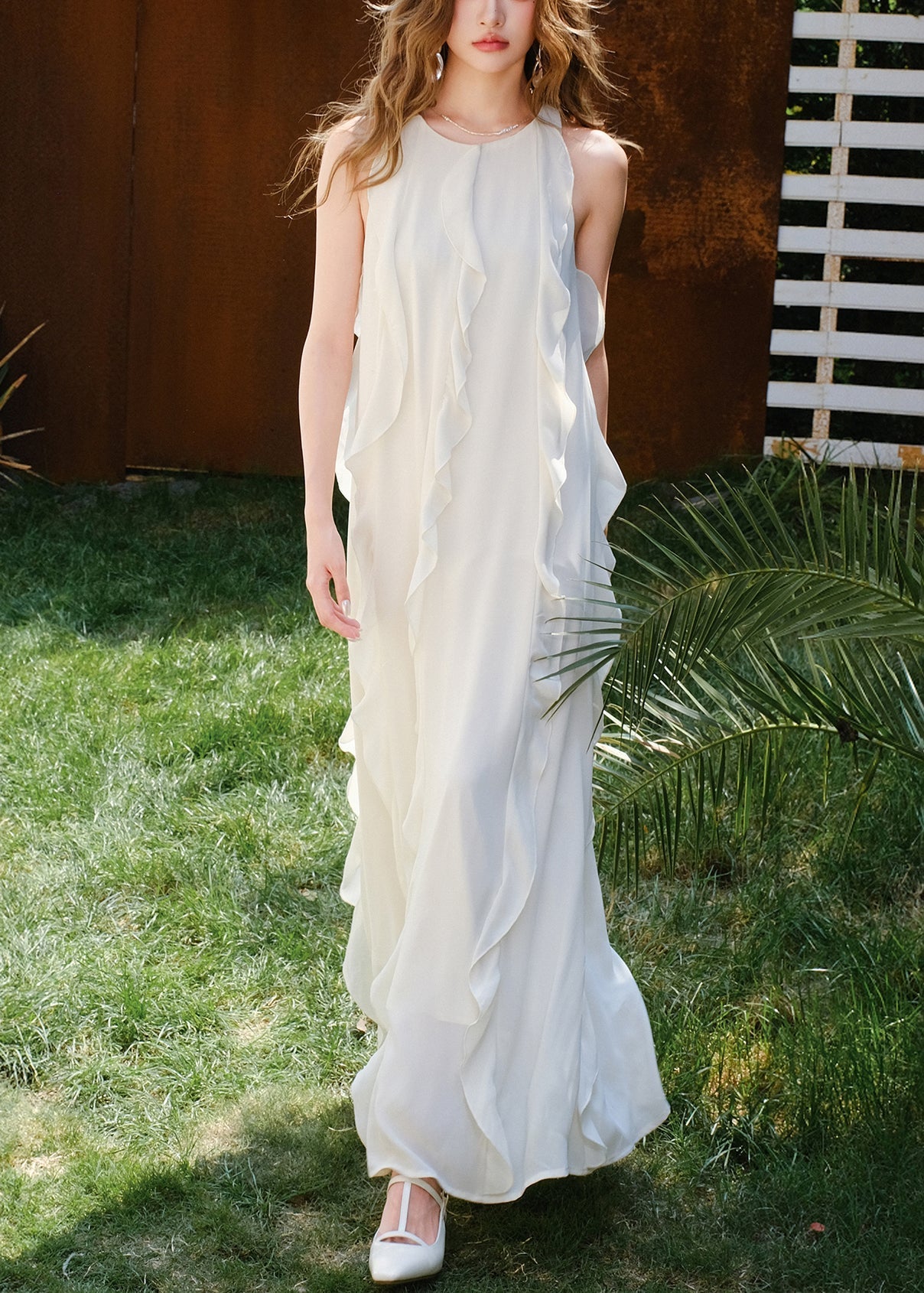 Robe italienne blanche en coton doux sans manches - EasyApparels