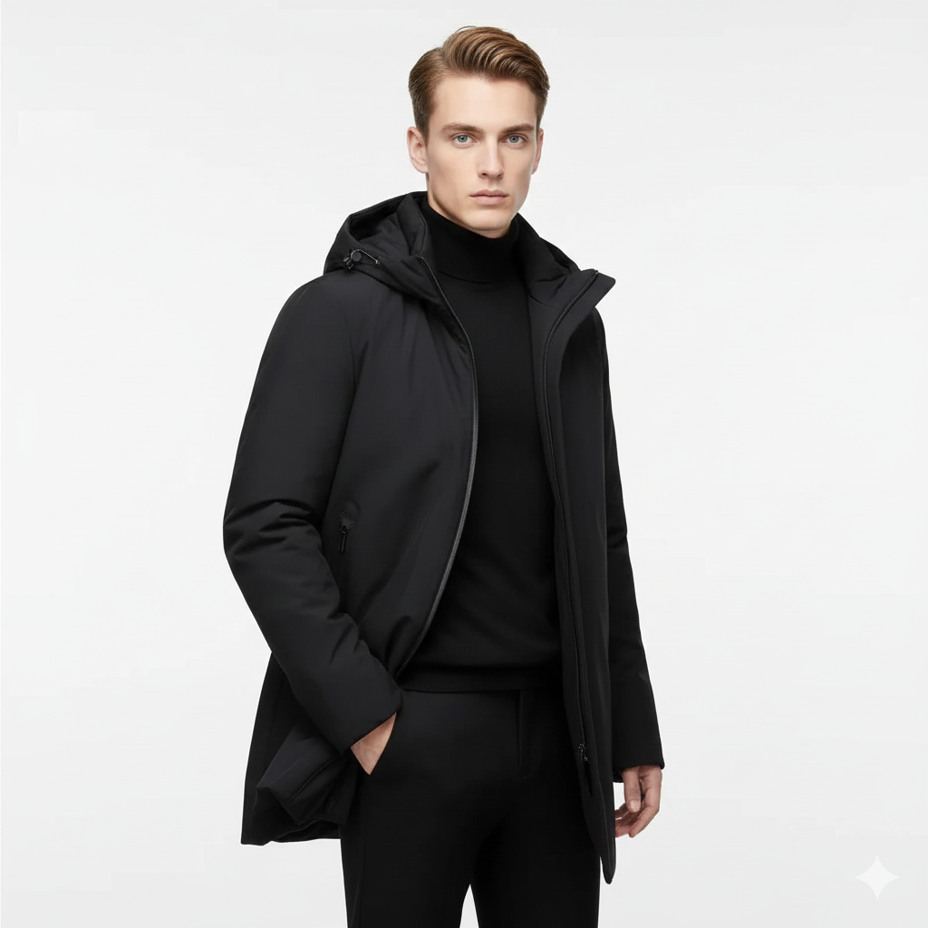 Parka Homme Hiver Étanche et Chaude avec Capuche Amovible