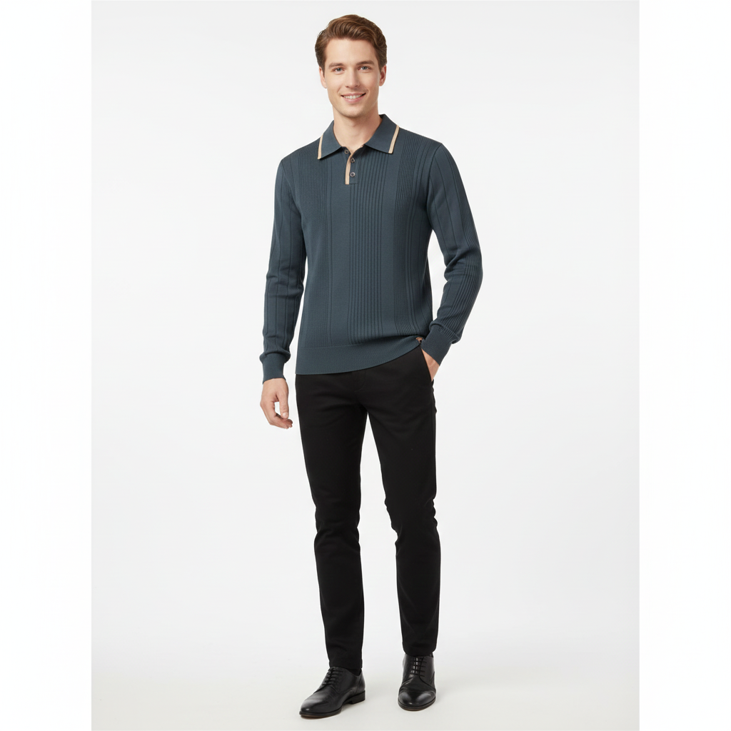 Sweat Homme Col V à Manches Longues Hiver Chaude