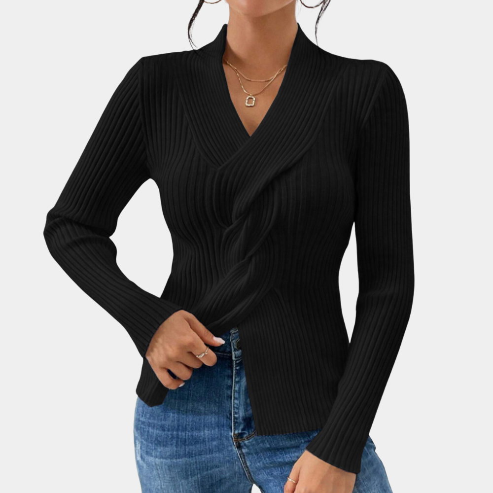 Pull Femme Col V Élégant et Tendance