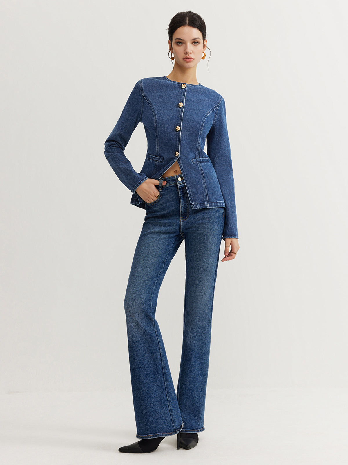Veste Femme Denim Cintrée Coupe Structurée