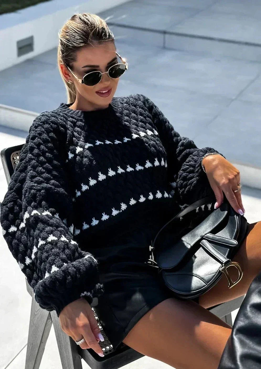 Pull Femme Hiver Doux et Confortable Manches Longues