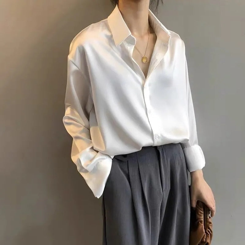 Kring™ – Chemise Femme en Soie Vintage Élégante et Polyvalente