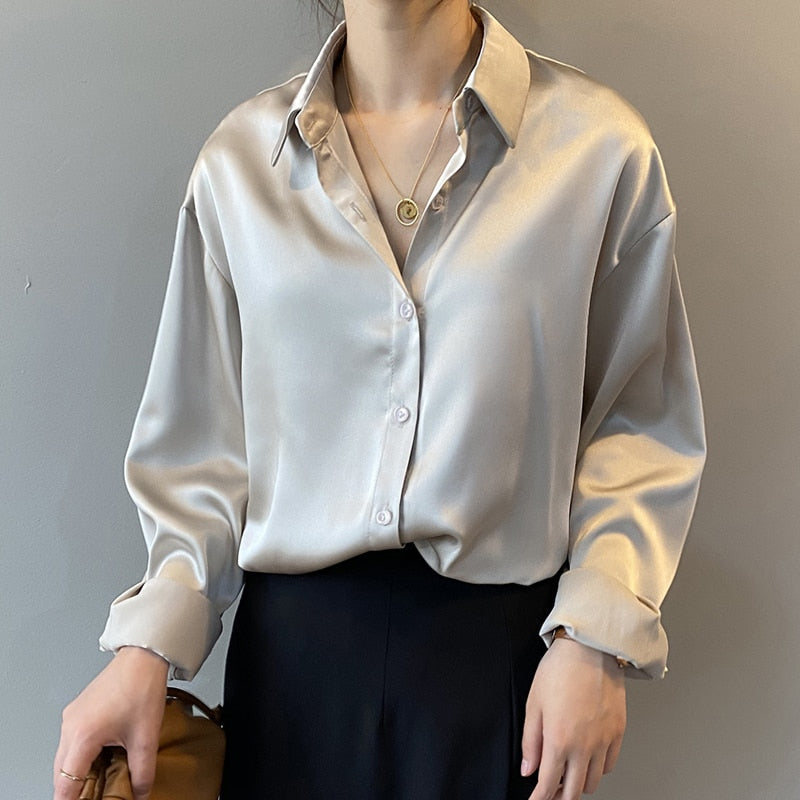 Kring™ – Chemise Femme en Soie Vintage Élégante et Polyvalente