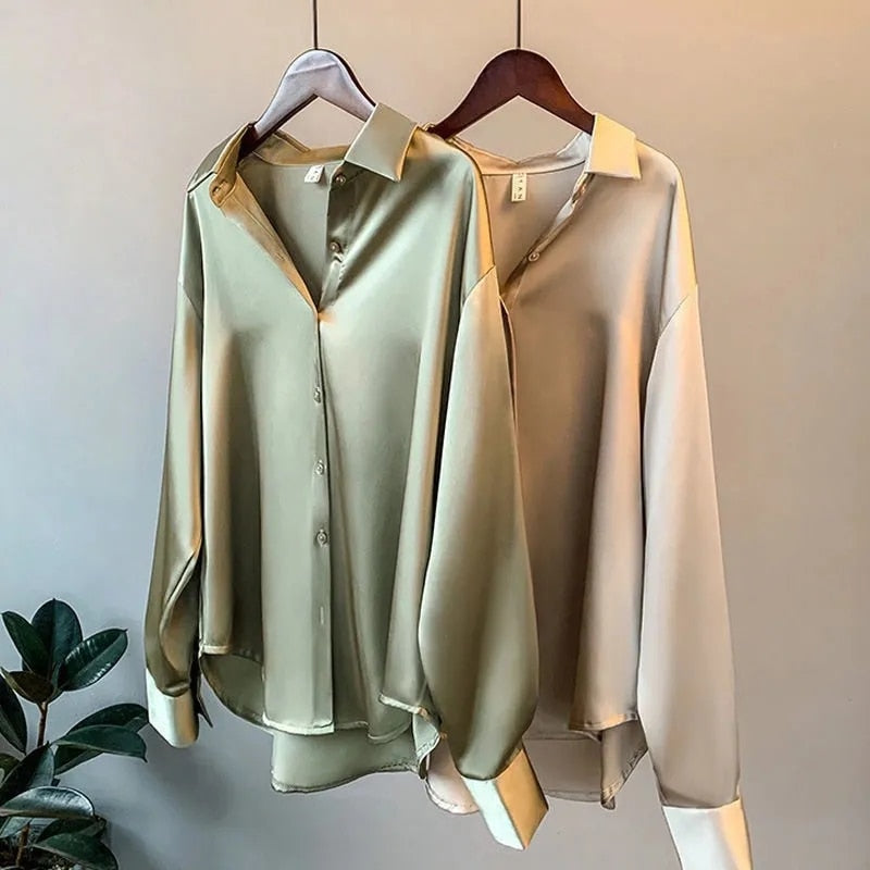 Kring™ – Chemise Femme en Soie Vintage Élégante et Polyvalente