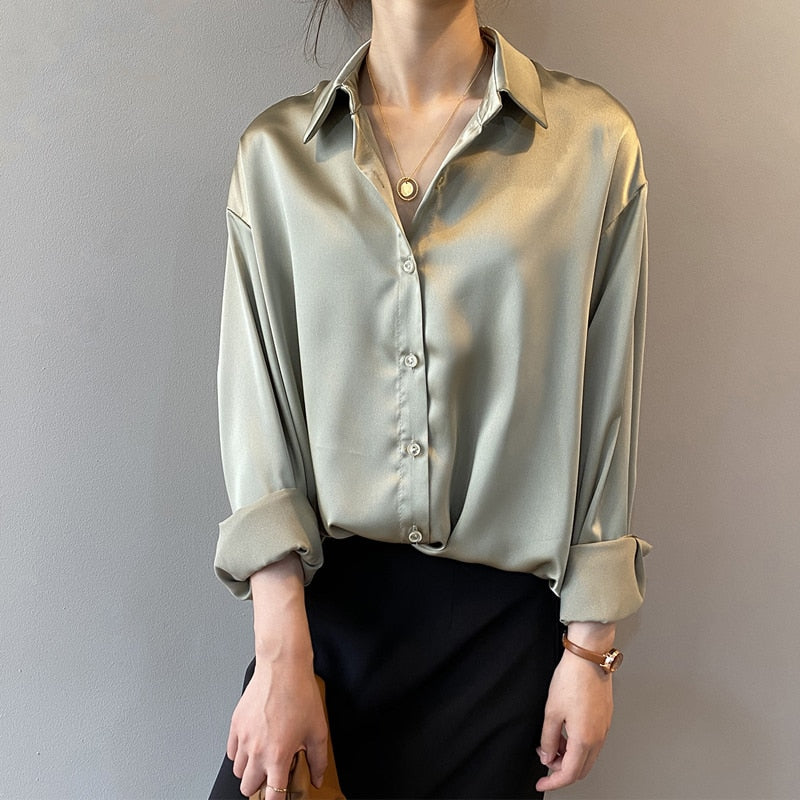 Kring™ – Chemise Femme en Soie Vintage Élégante et Polyvalente