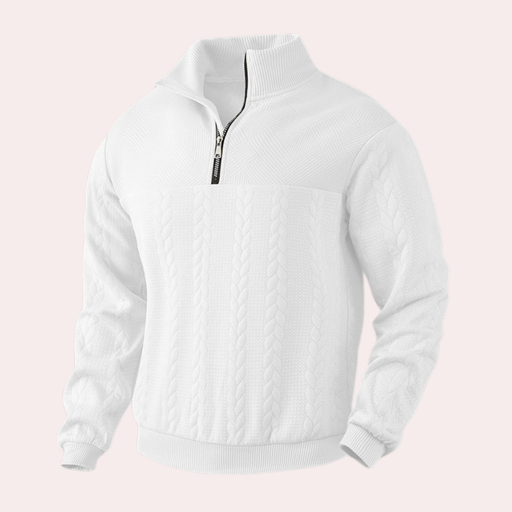 Pull Homme Col Zippé Tricot Chaud et Confortable