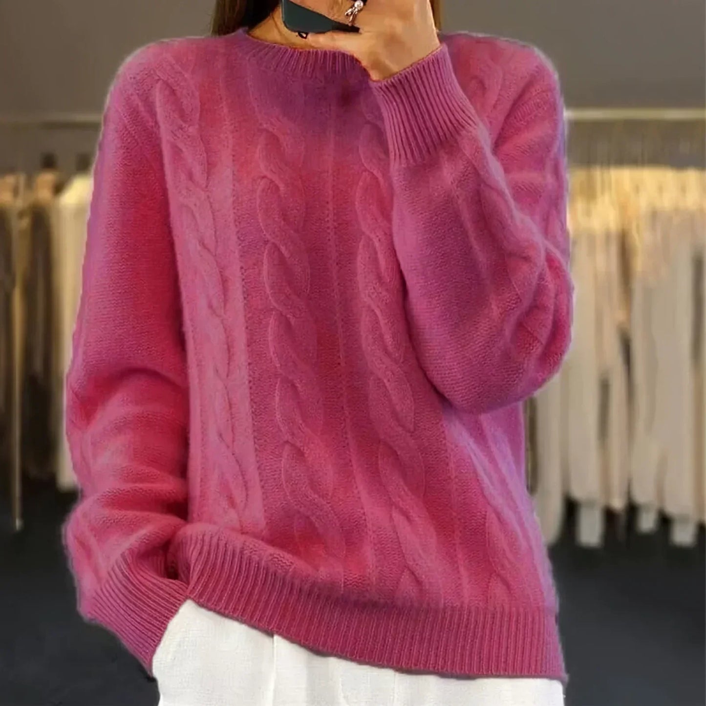 Pull Femme en Laine Mélange Doux et Chaud