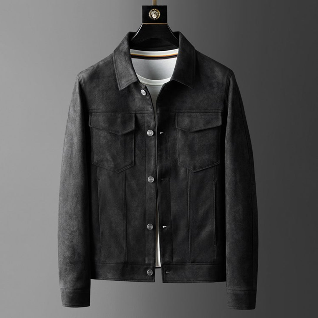 Veste Cuir Homme Chic avec Col Tailleur et Coupe Détendue