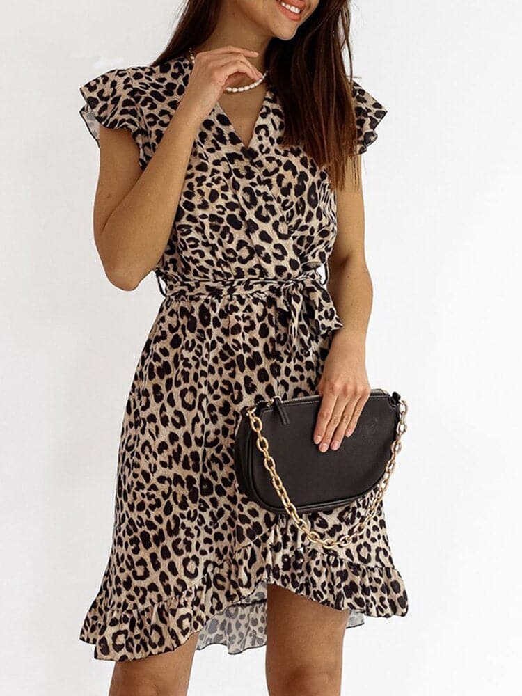 Robe Été Femme Imprimé Animal avec Ceinture Élastique - PanierRoyale