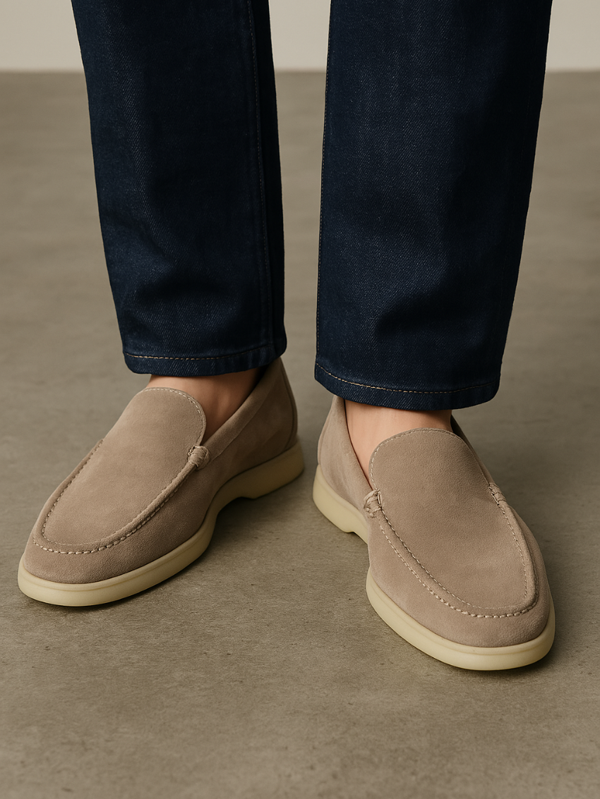 Mocassin Homme Cuir Beige Élégant