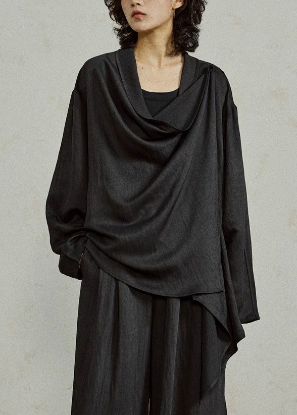 Grand manteau noir ample pour femme automne - EasyApparels