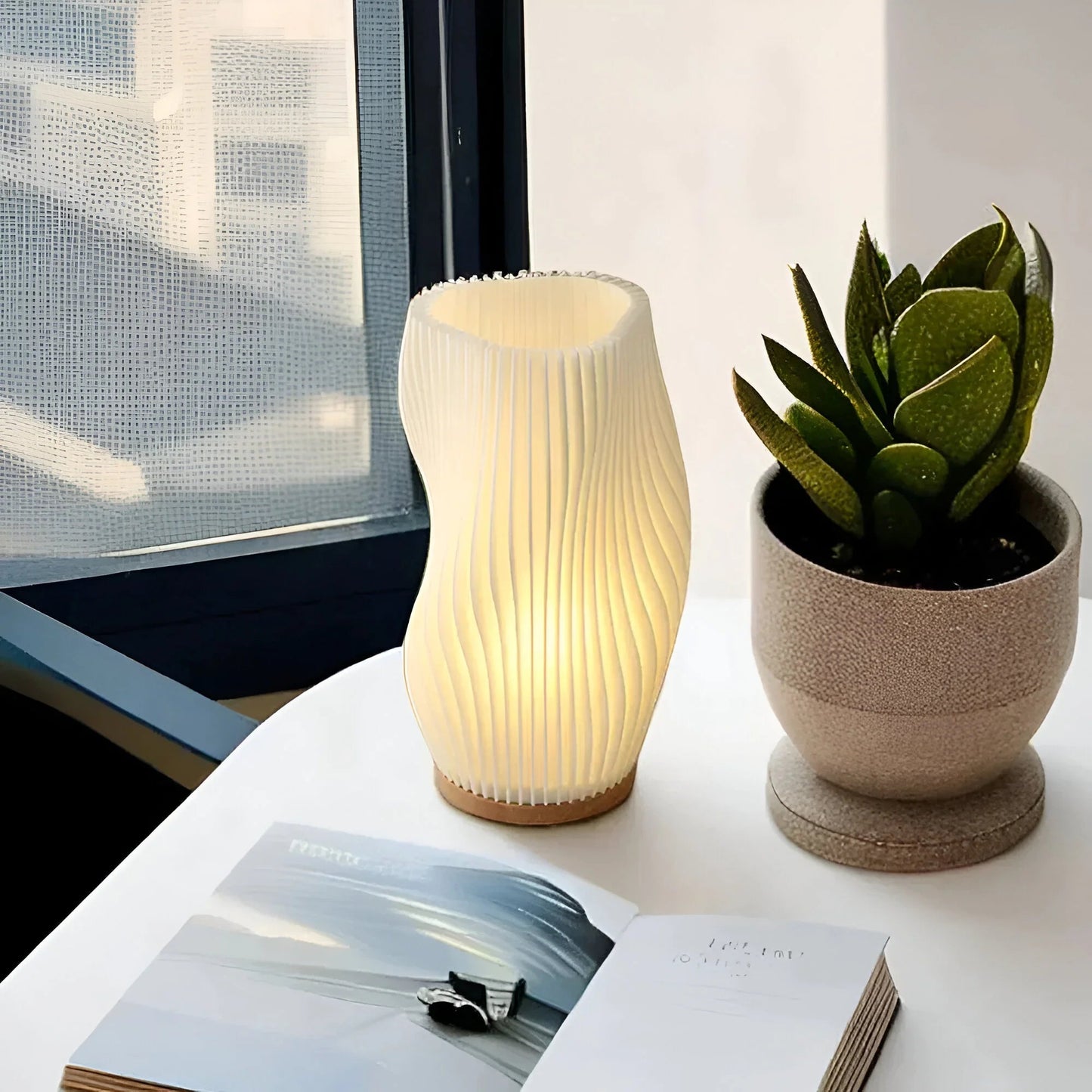 LumiHaven™ – Lampe de Table Dimmable Tactile en Bois Naturel