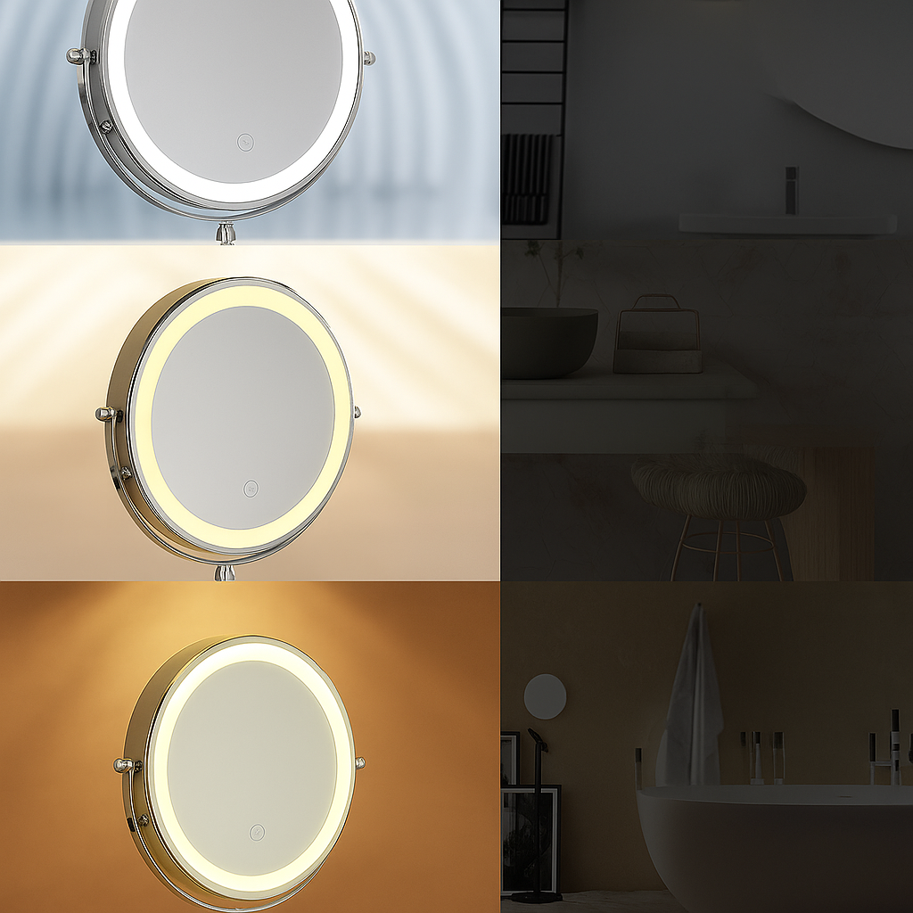 LumiReflex™ – Miroir Grossissant LED Rechargeable Salle de Bain & Maquillage