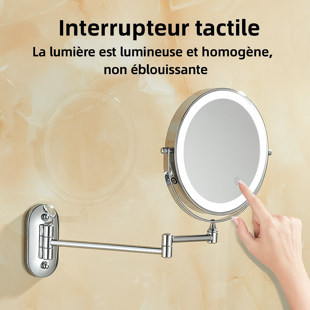 LumiReflex™ – Miroir Grossissant LED Rechargeable Salle de Bain & Maquillage