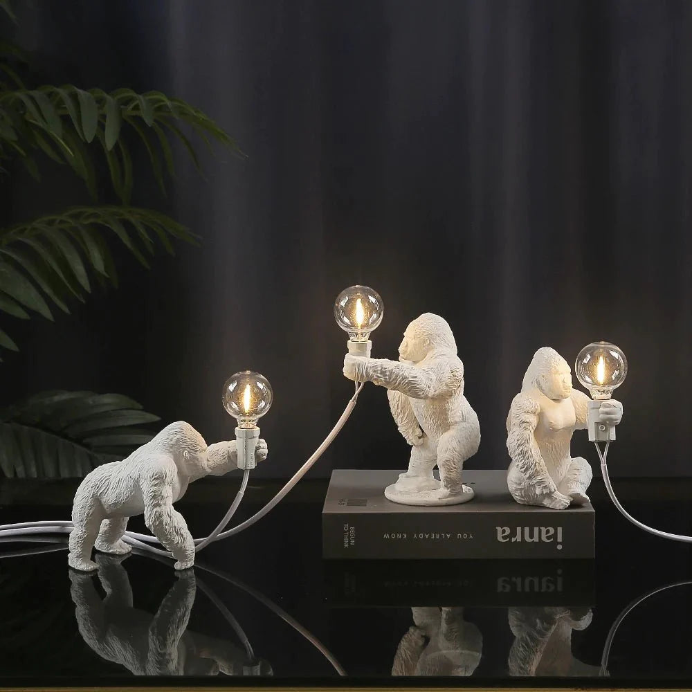 LumoGorilla™ – Lampe de Table en Résine Design Ludique Éclairage LED