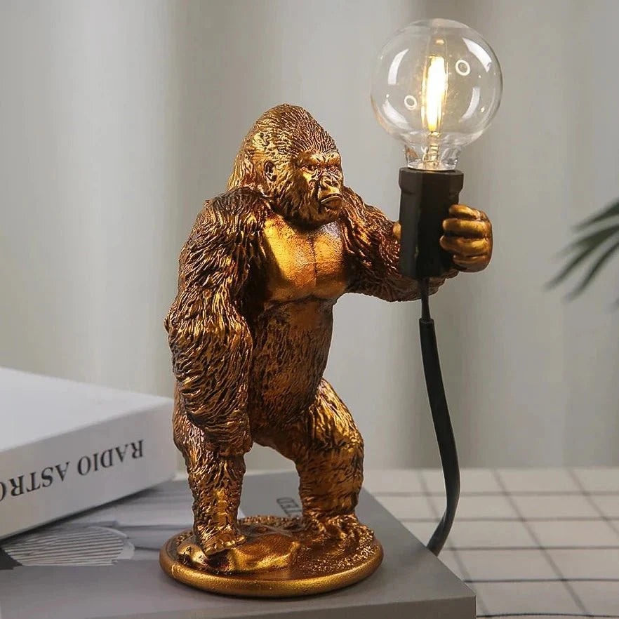 LumoGorilla™ – Lampe de Table en Résine Design Ludique Éclairage LED