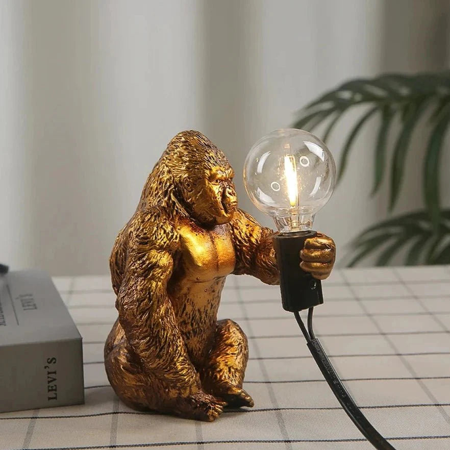 LumoGorilla™ – Lampe de Table en Résine Design Ludique Éclairage LED