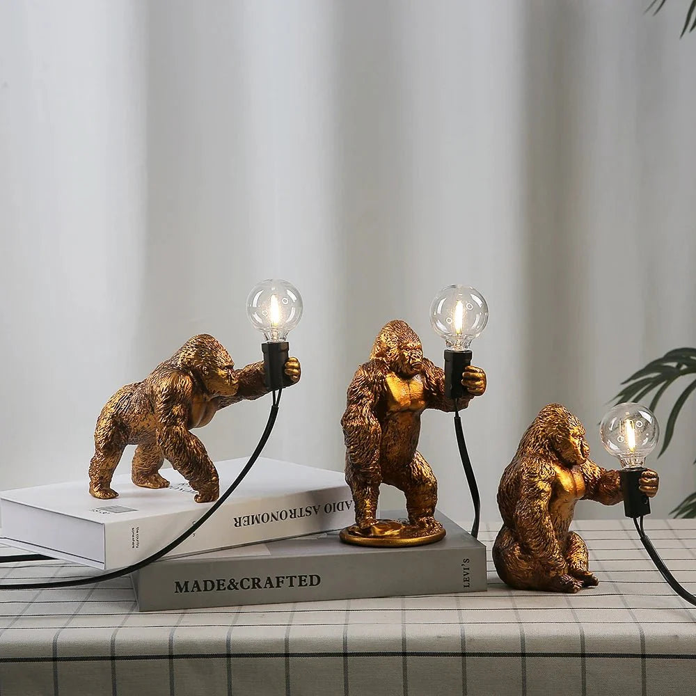 LumoGorilla™ – Lampe de Table en Résine Design Ludique Éclairage LED