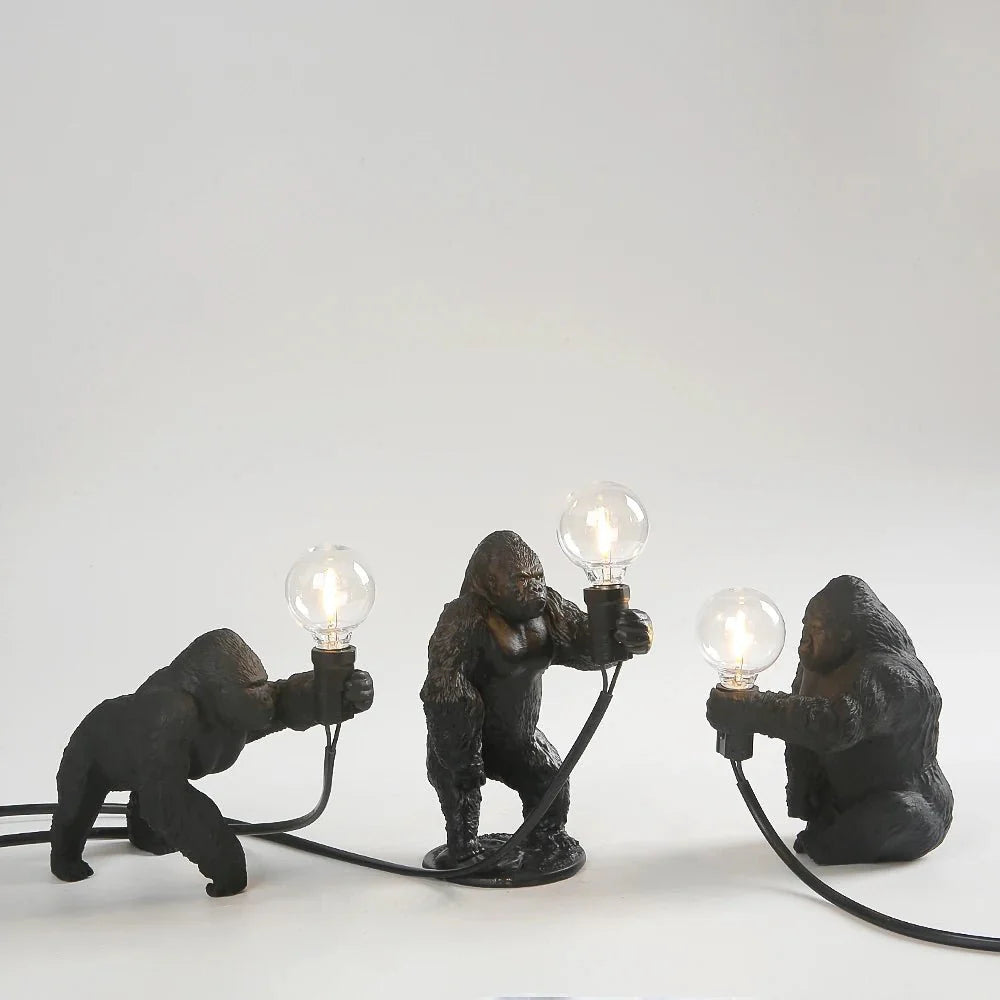 LumoGorilla™ – Lampe de Table en Résine Design Ludique Éclairage LED