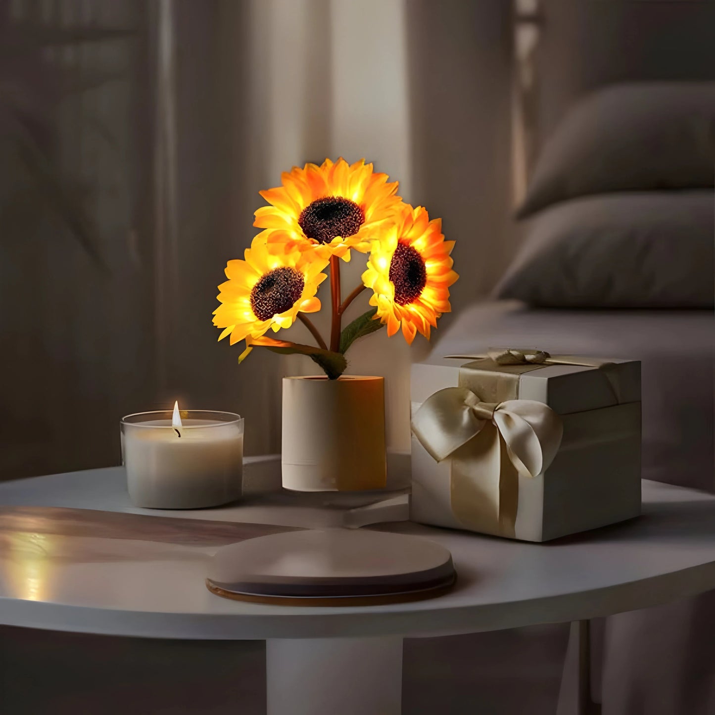 LunaraBloom™ – Applique de Table LED en Forme de Tournesol avec Éclairage Doux