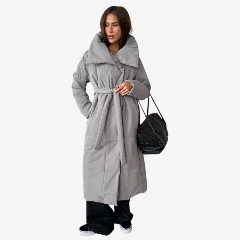 Manteau Femme Élégant Tailleur avec Ceinture et Col Montant