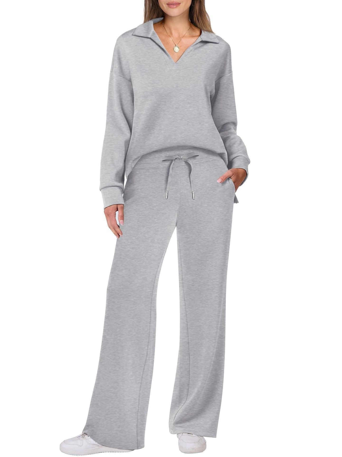 Costume décontracté femme zip et pantalon large