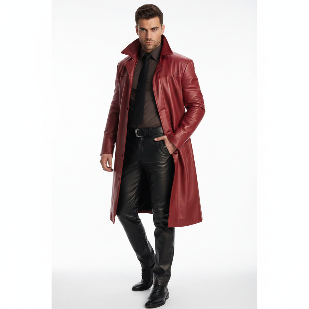 Manteau Homme Long Élégant en Trench Classique