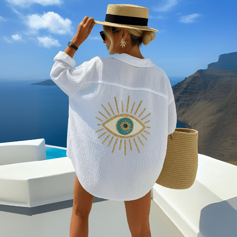 Robe de Plage Femme Légère en Coton avec Broderies - PanierRoyale