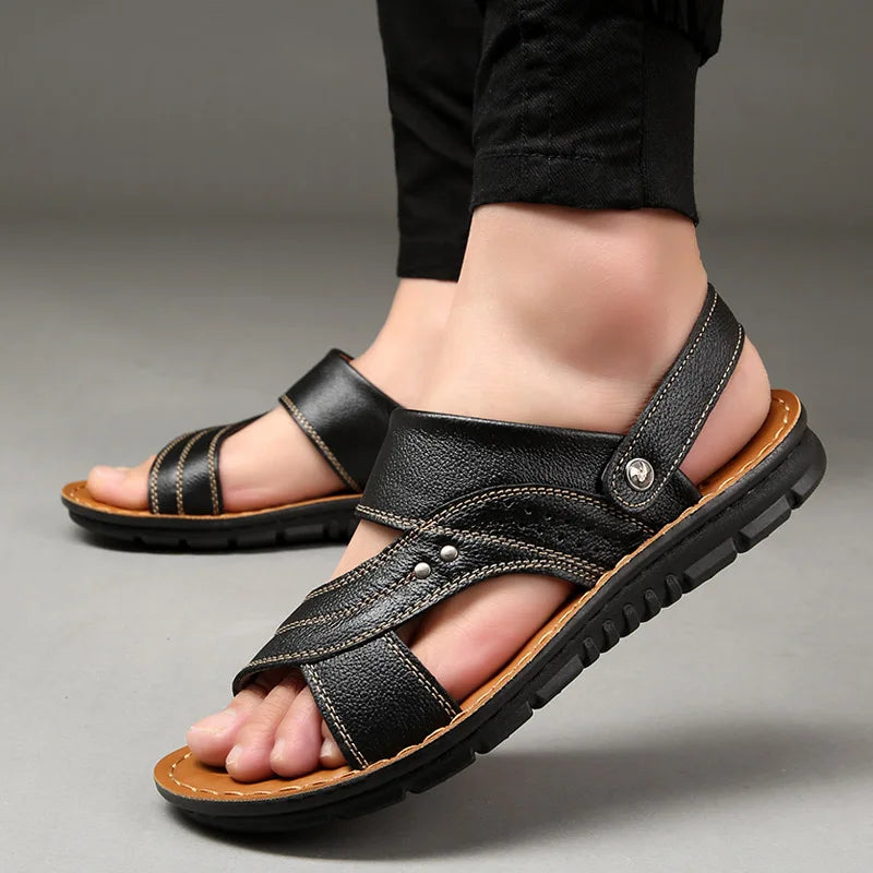 Sandales en Cuir Homme Confort pour Été