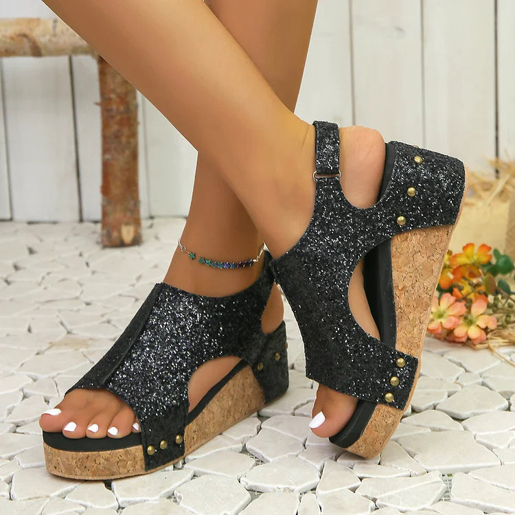 Merel™ – Sandales Femme à Plateforme Cuir Orthopédiques Confort Élégant