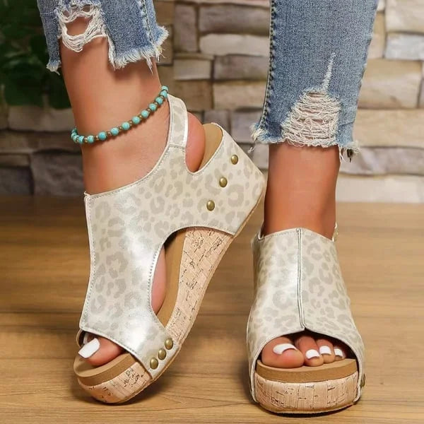Merel™ – Sandales Femme à Plateforme Cuir Orthopédiques Confort Élégant