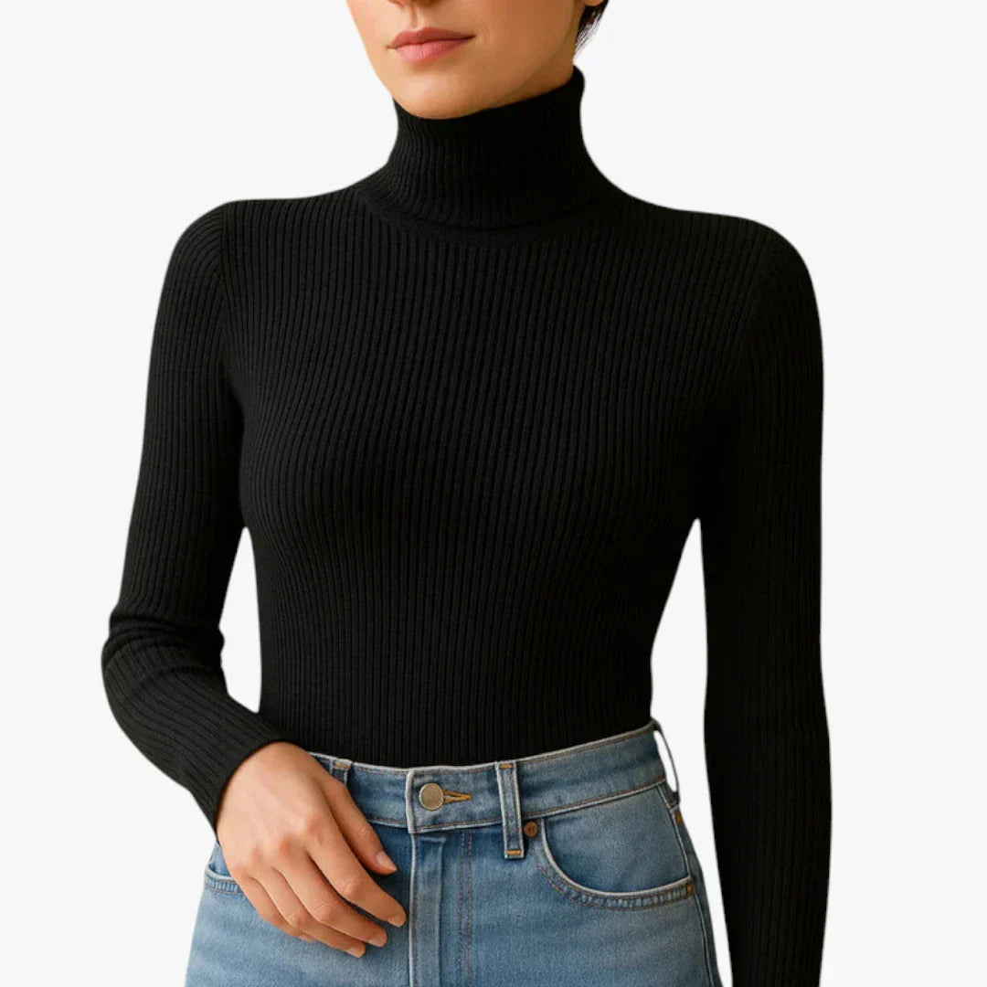 Pull Col Roulé Femme Chic Gris Foncé