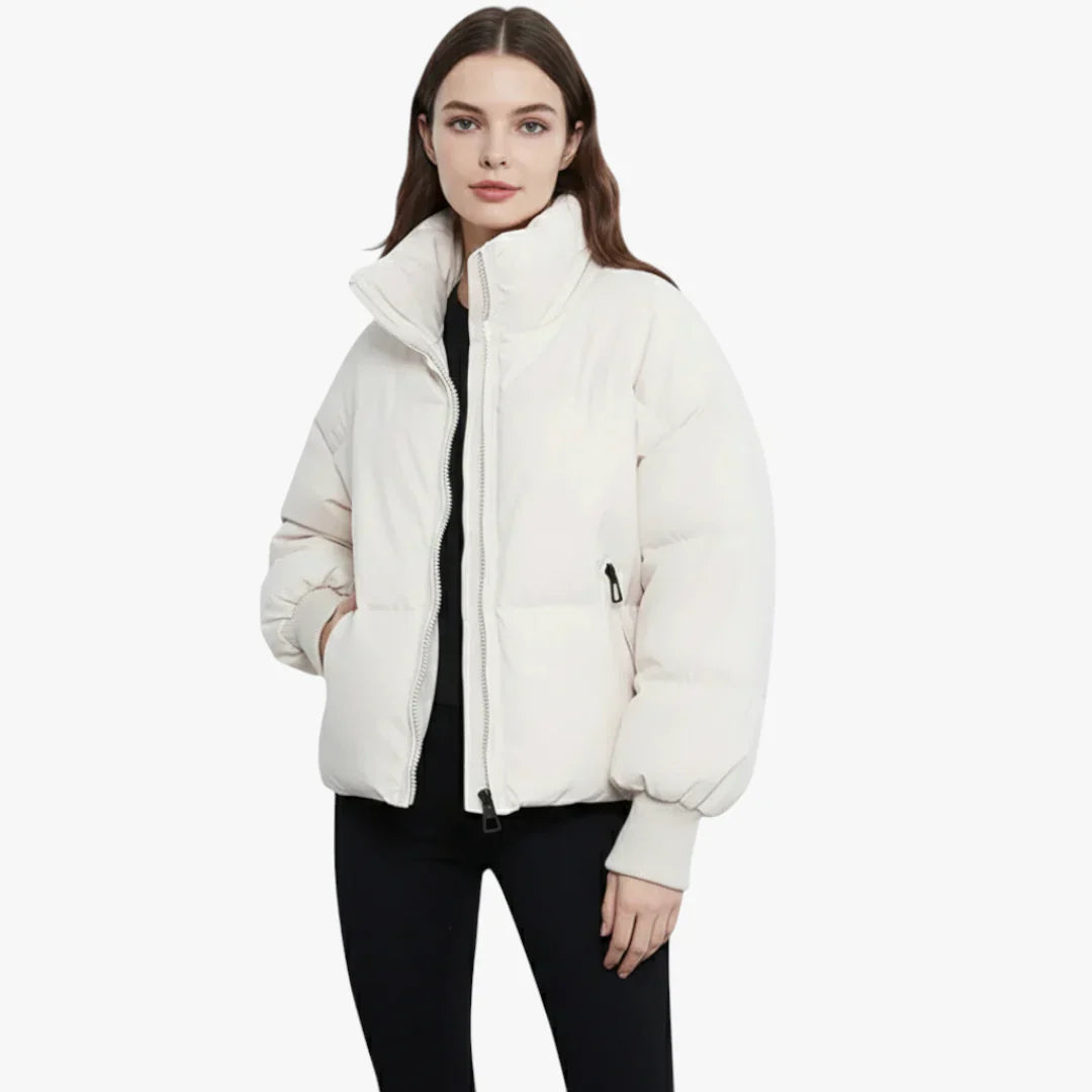 Veste féminine hivernale doublée épaisse col V