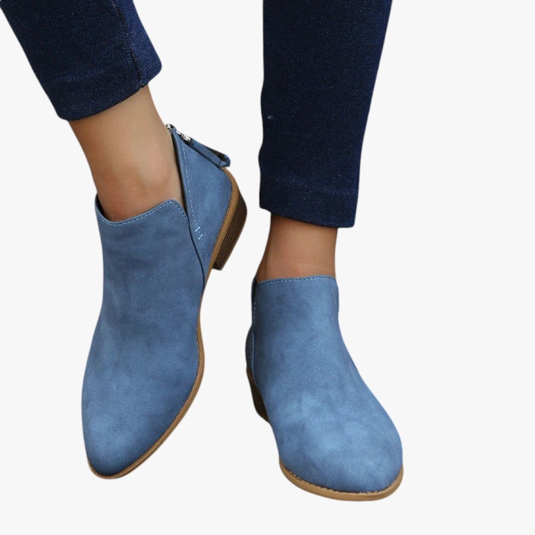 Bottines Femmes Noir en Cuir avec Talon Bas