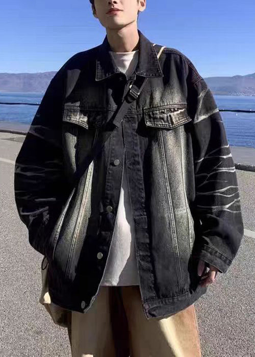 Vestes denim hommes noir dégradé avec poches boutons - EasyApparels