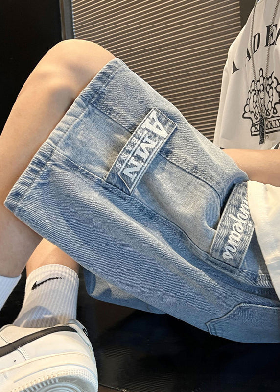 Homme Court Denim Jeans Bleu Clair Décontracté - EasyApparels